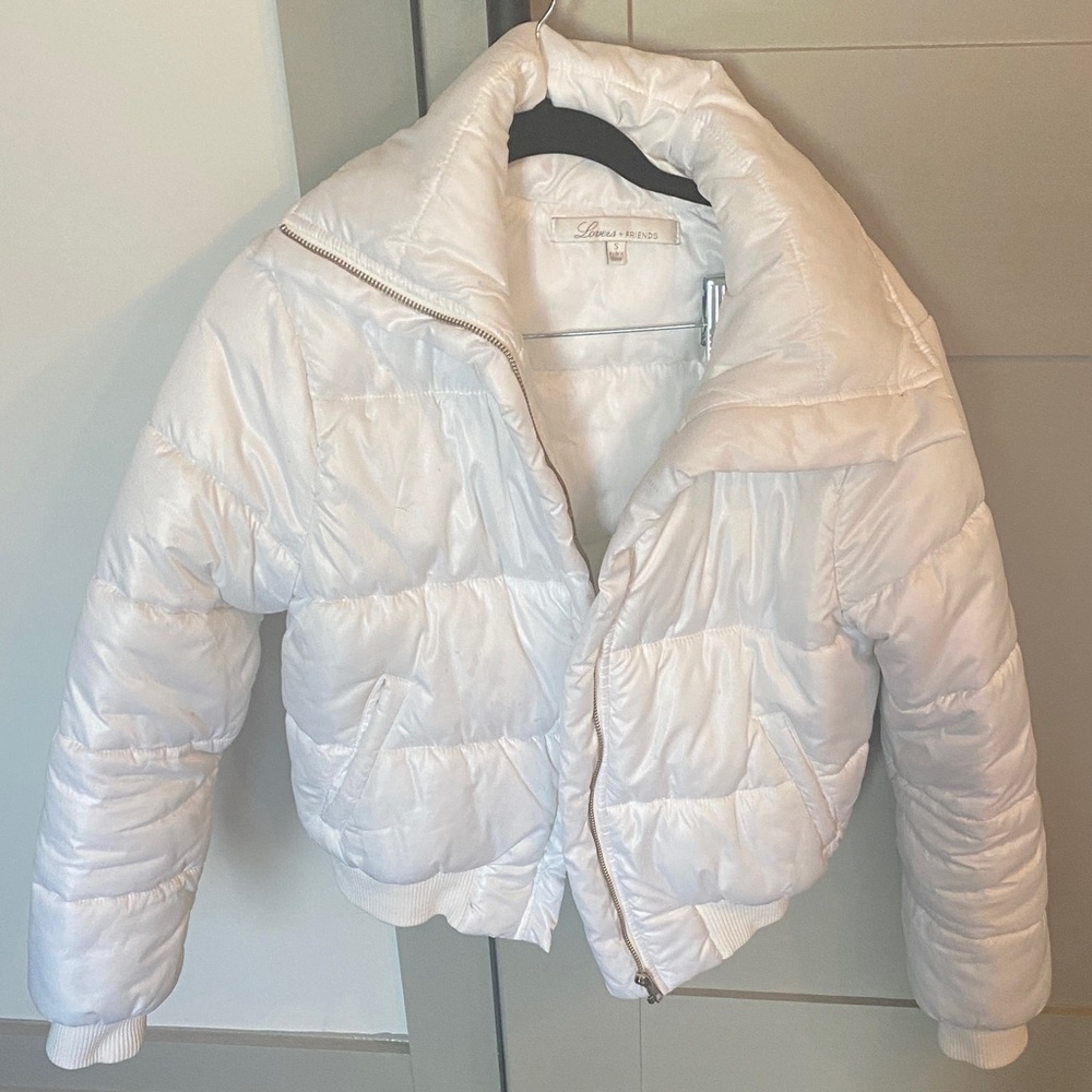 Lovers + Friends Cream Quilted Bomber Jacket